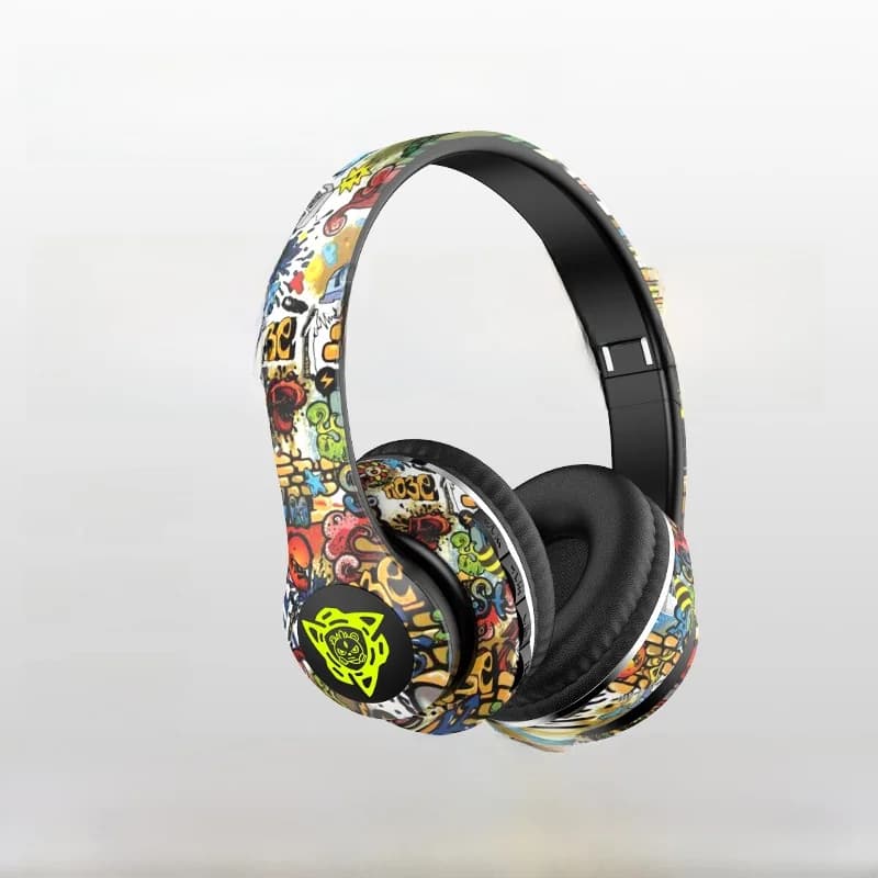 Căști wireless over-ear graffiti cu radio FM și slot card TF