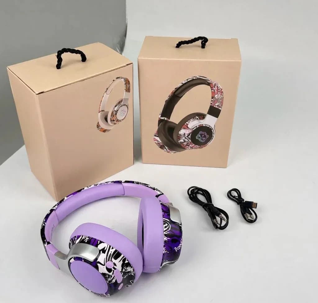 Căști wireless over-ear graffiti cu radio FM și autonomie lungă