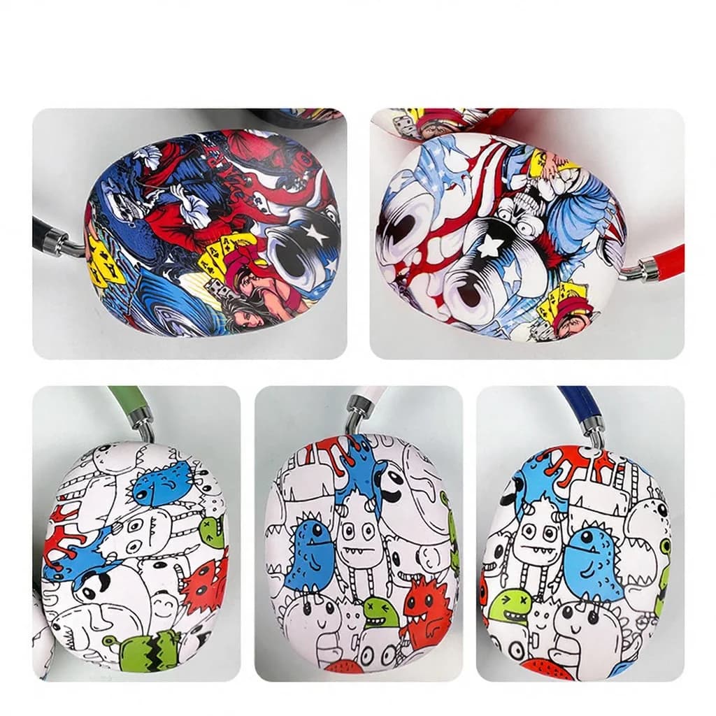 Căști Bluetooth Over-Ear Graffiti cu Radio FM și Slot TF Card