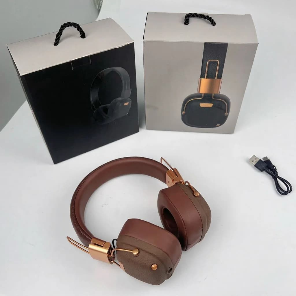 Căști wireless Bluetooth retro over-ear cu moduri sonore EQ