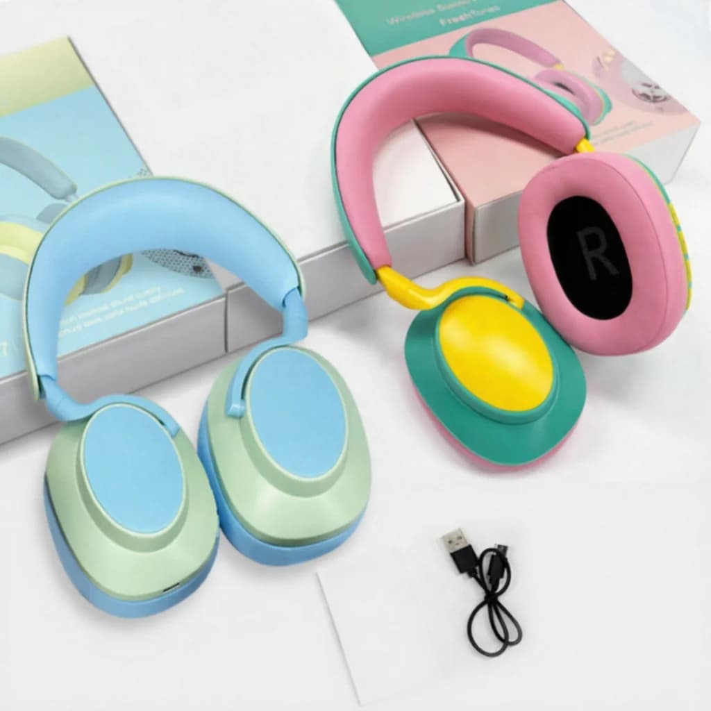 Căști wireless over-ear Bluetooth cu microfon, radio FM, Type-C