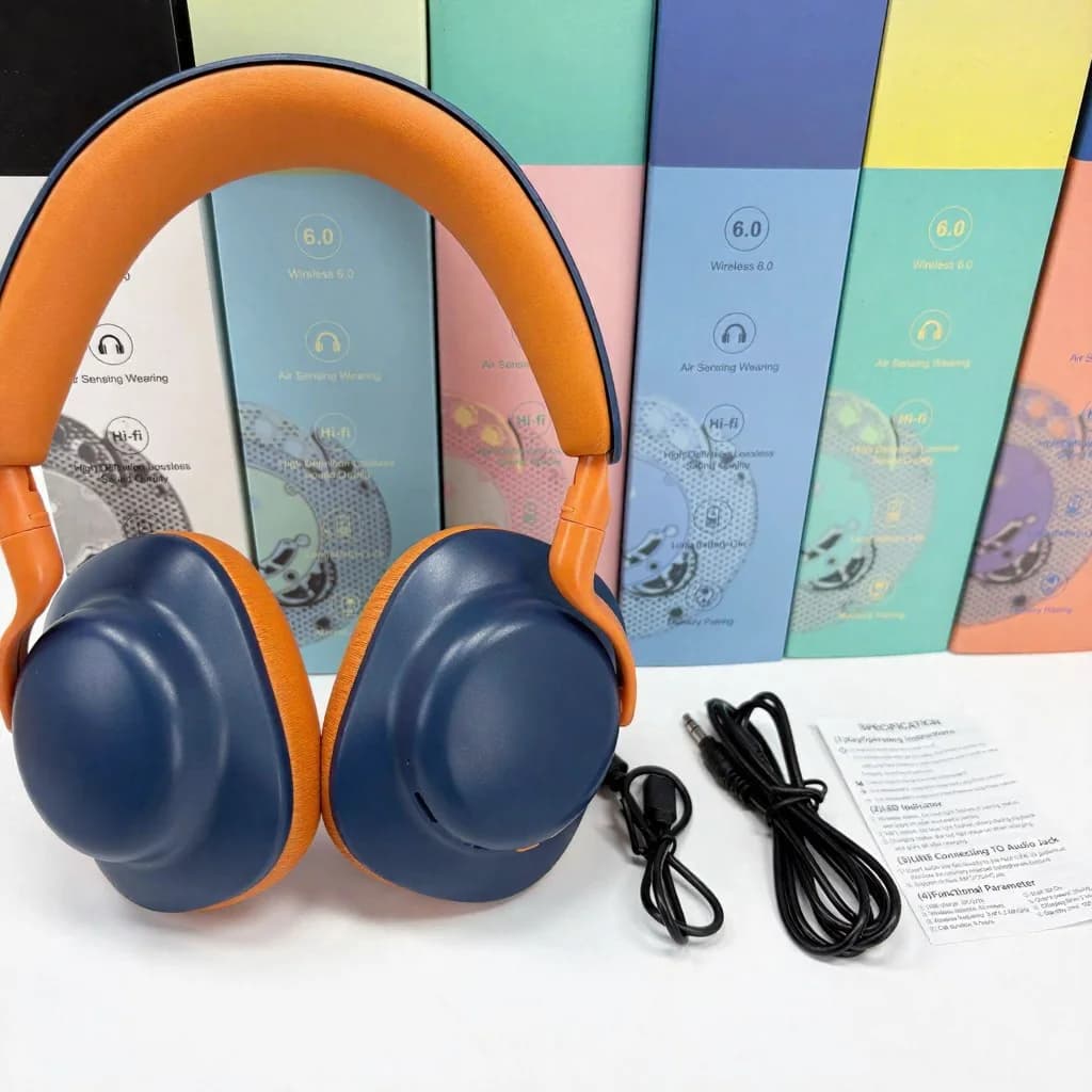 Căști wireless Bluetooth over-ear cu radio FM și încărcare Type-C
