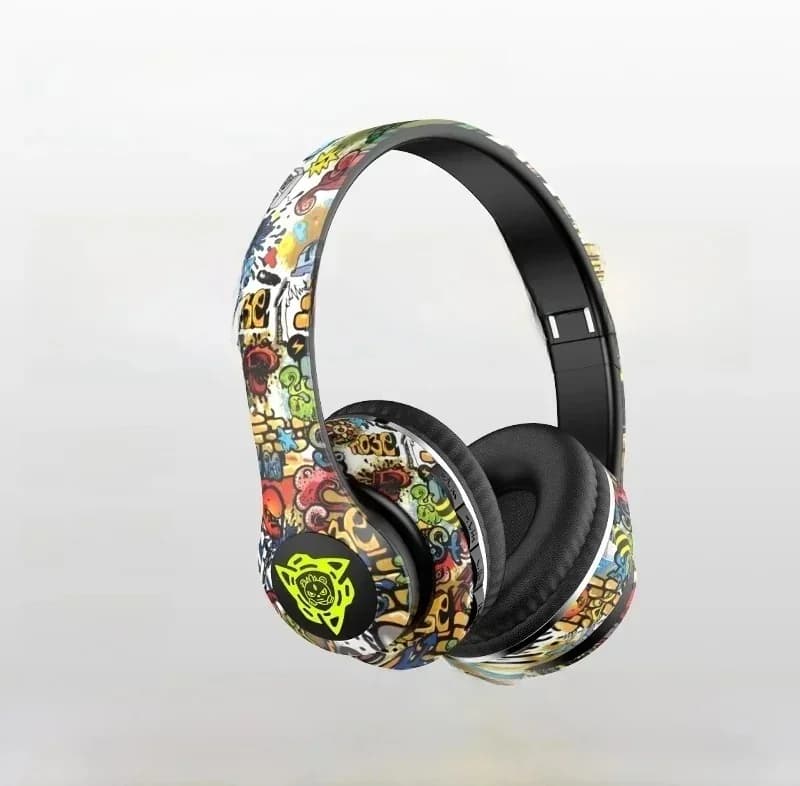 Căști wireless over-ear graffiti cu radio FM și slot card TF