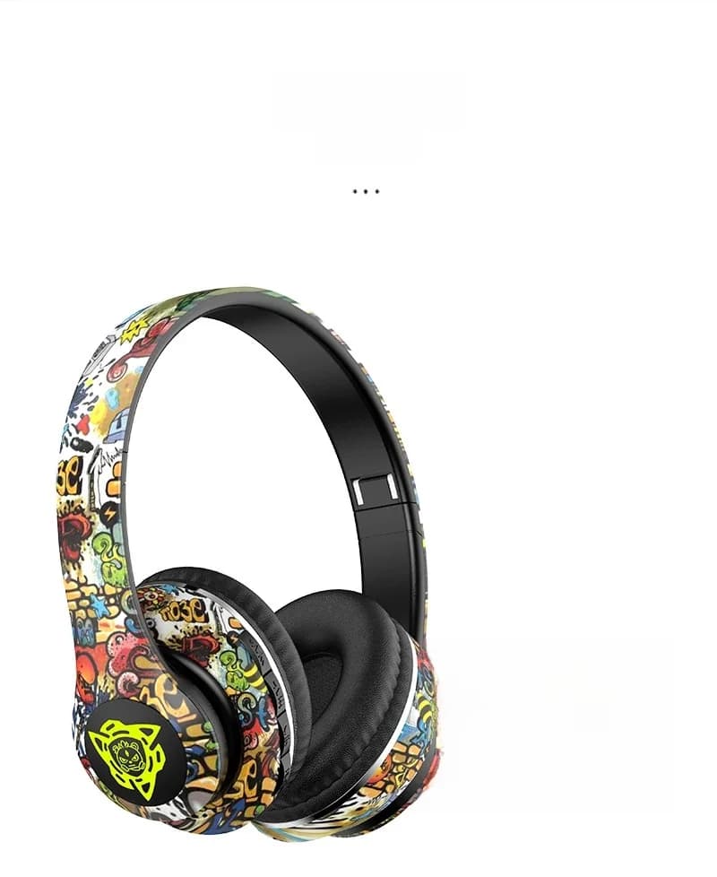 Căști wireless over-ear graffiti cu radio FM și slot card TF