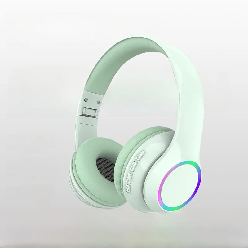Căști wireless Bluetooth over-ear cu LED și microfon