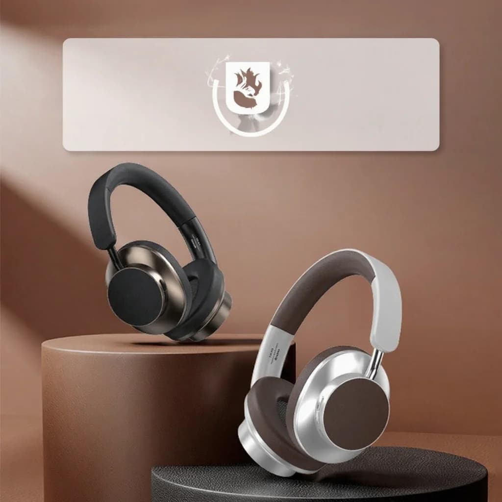Căști wireless Bluetooth over-ear retro cu radio FM și slot pentru card TF