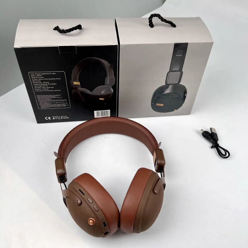 Căști wireless retro over-ear cu Bluetooth 5.4 și autonomie lungă