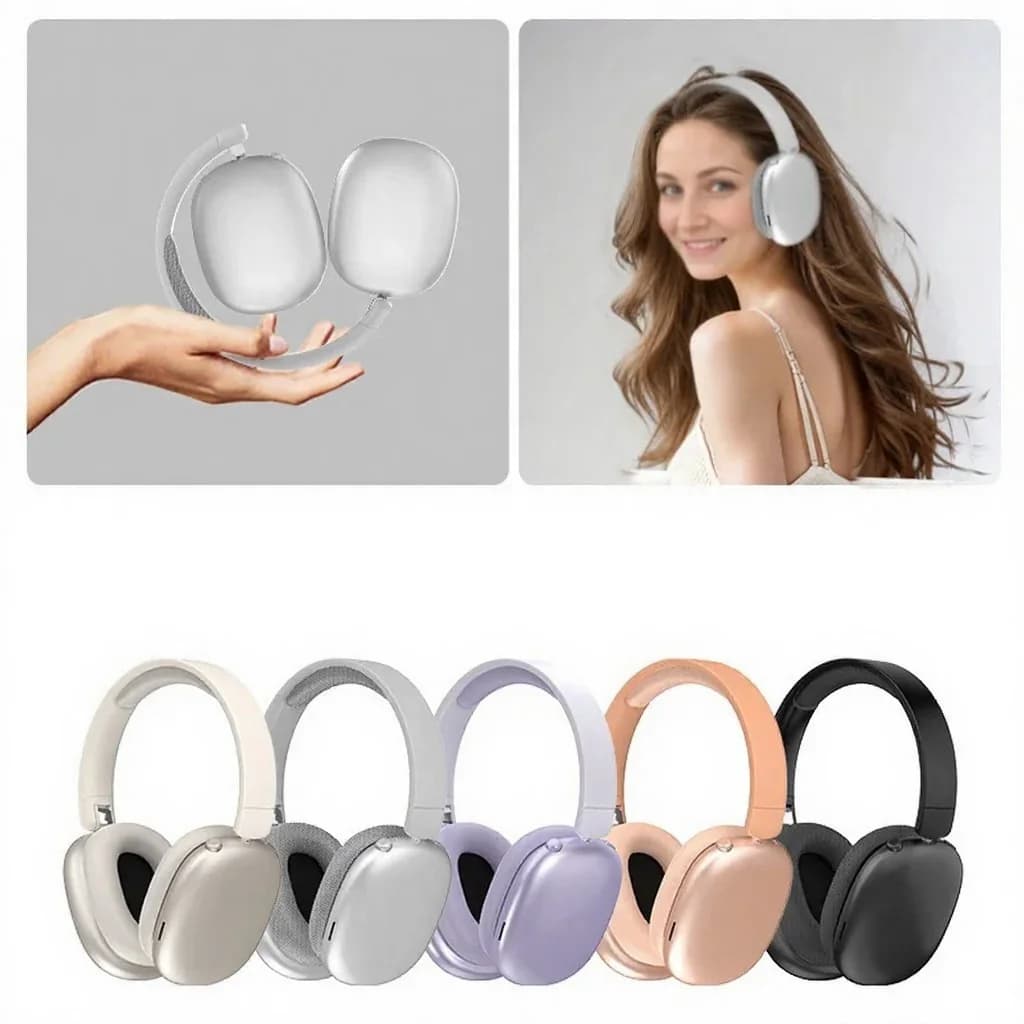 Căști wireless Bluetooth over-ear cu radio FM și slot pentru card TF