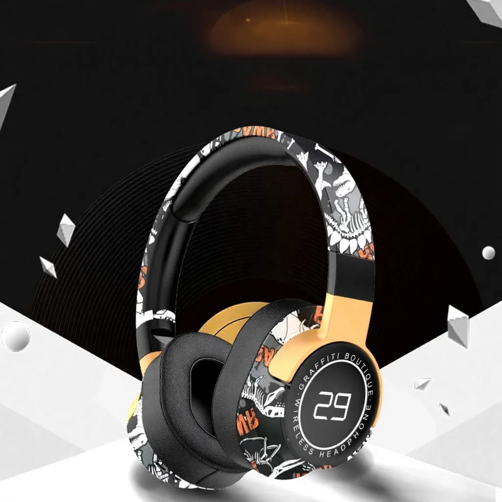 Căști wireless Bluetooth over-ear cu radio FM și bas profund