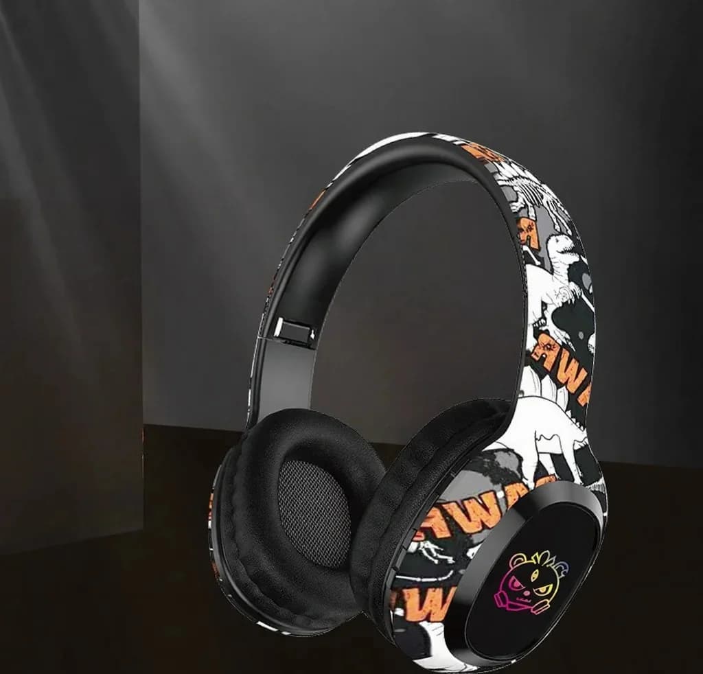 Căști Bluetooth over-ear cu radio FM și lumini LED