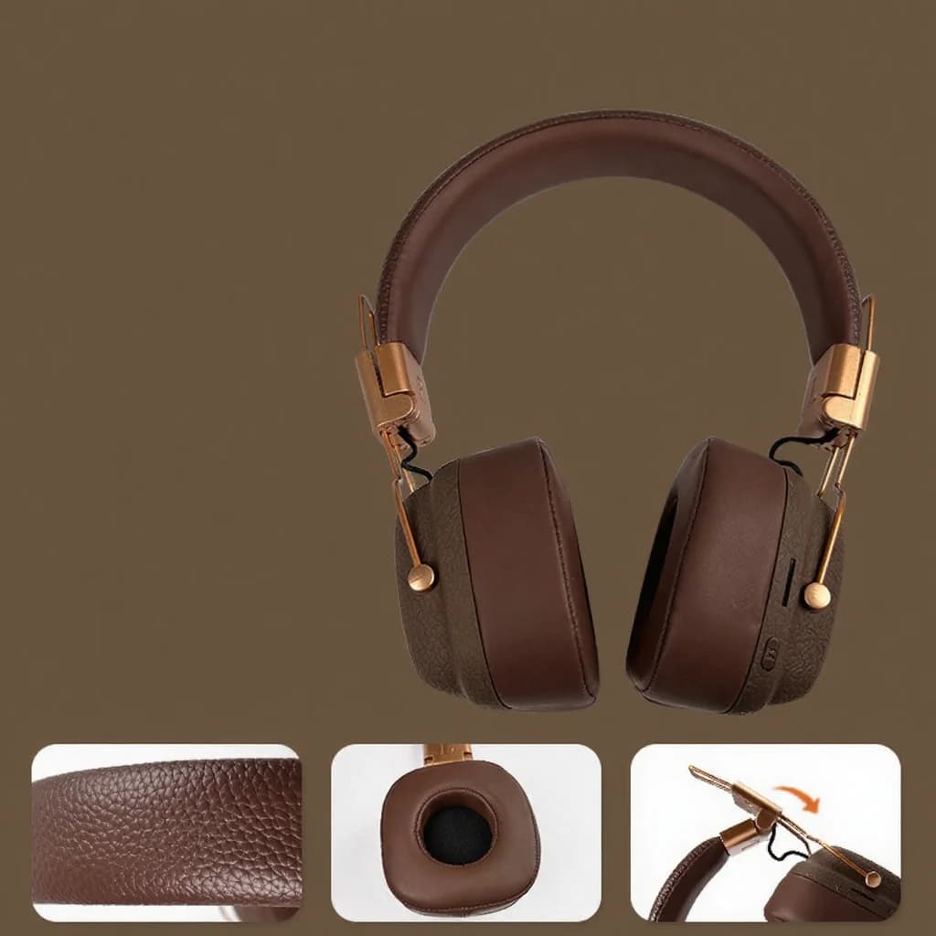 Căști Bluetooth retro over-ear cu moduri EQ și design pliabil