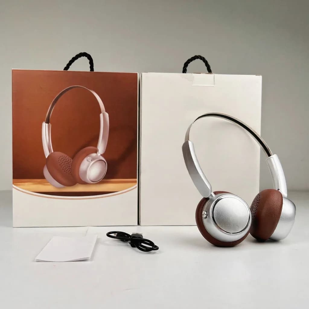 Căști wireless retro over-ear cu radio FM și Bluetooth 5.4