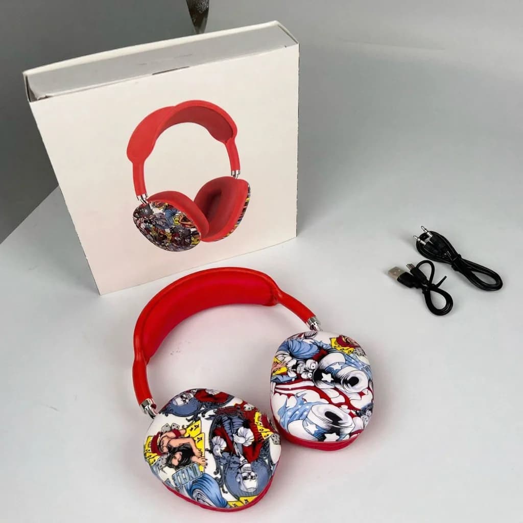 Căști Bluetooth Over-Ear Graffiti cu Radio FM și Slot TF Card
