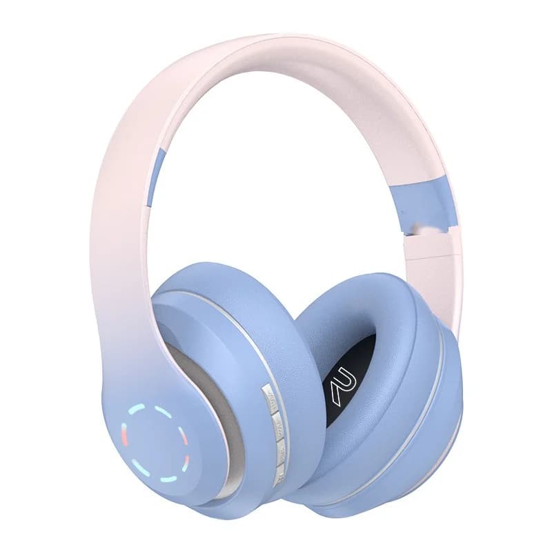 Căști wireless over-ear cu lumini LED și radio FM