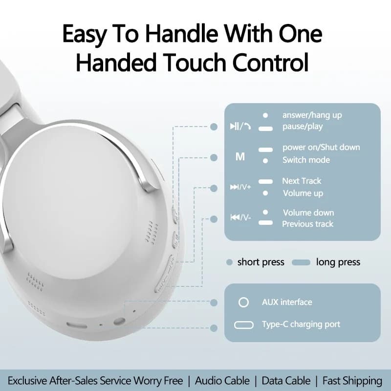 Căști wireless Bluetooth over-ear cu sunet stereo 3D și autonomie lungă