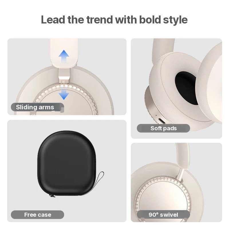 Căști wireless Bluetooth over-ear cu anulare activă a zgomotului și microfon