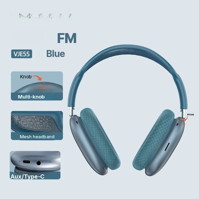 Căști over-ear Bluetooth 5.4 cu buton rotativ și radio FM