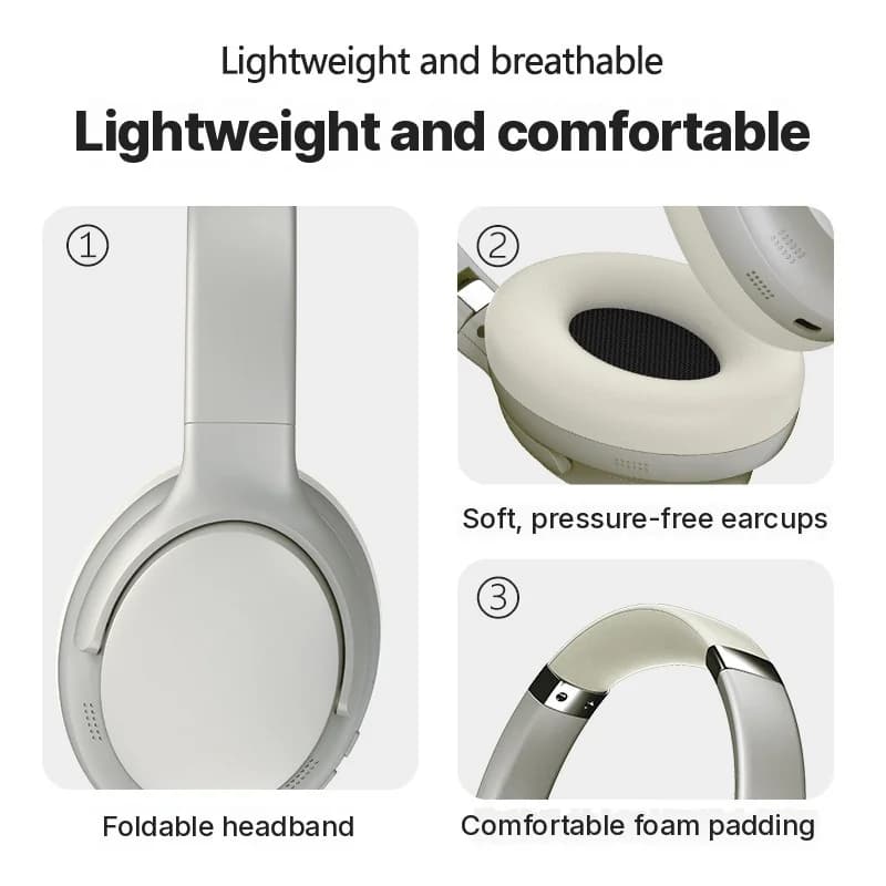 Căști wireless Bluetooth over-ear cu microfon și multiple moduri EQ