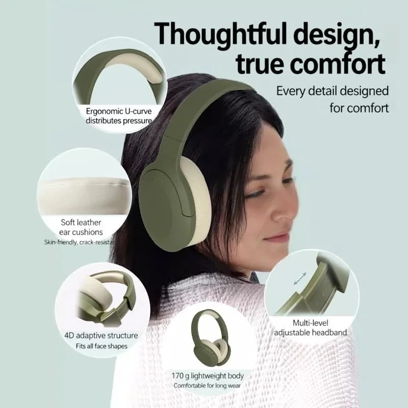 Căști wireless Bluetooth over-ear cu radio FM și autonomie lungă