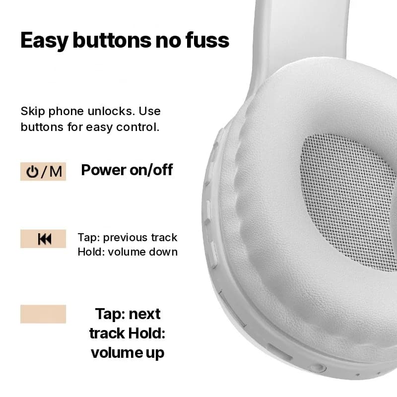 Căști Bluetooth over-ear cu slot pentru card TF și intrare AUX