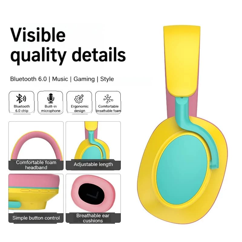 Căști wireless over-ear cu radio FM și autonomie lungă