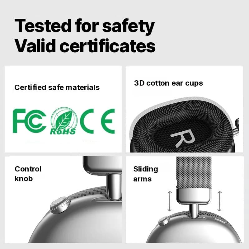 Căști wireless Bluetooth over-ear cu radio FM și slot pentru card TF