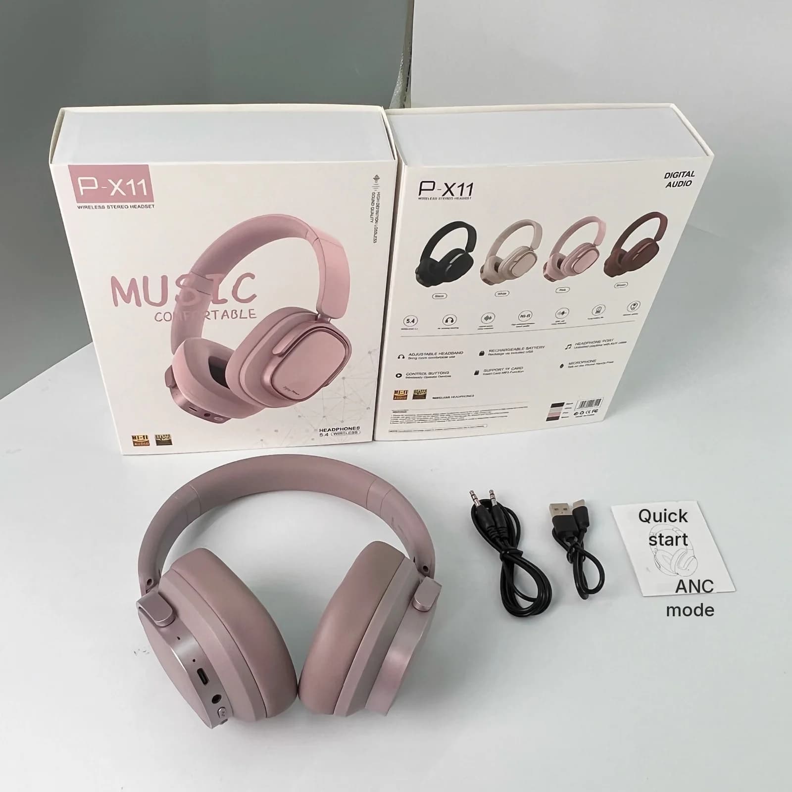 Căști Wireless Over-Ear Retro cu Anulare Activă a Zgomotului