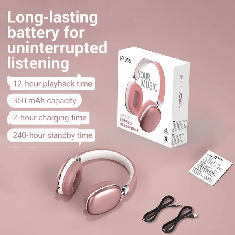 Căști wireless over-ear cu radio FM și slot pentru card TF