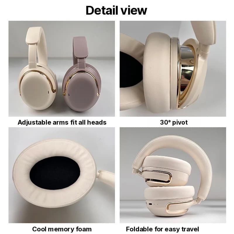 Căști wireless over-ear cu anulare activă a zgomotului și microfon