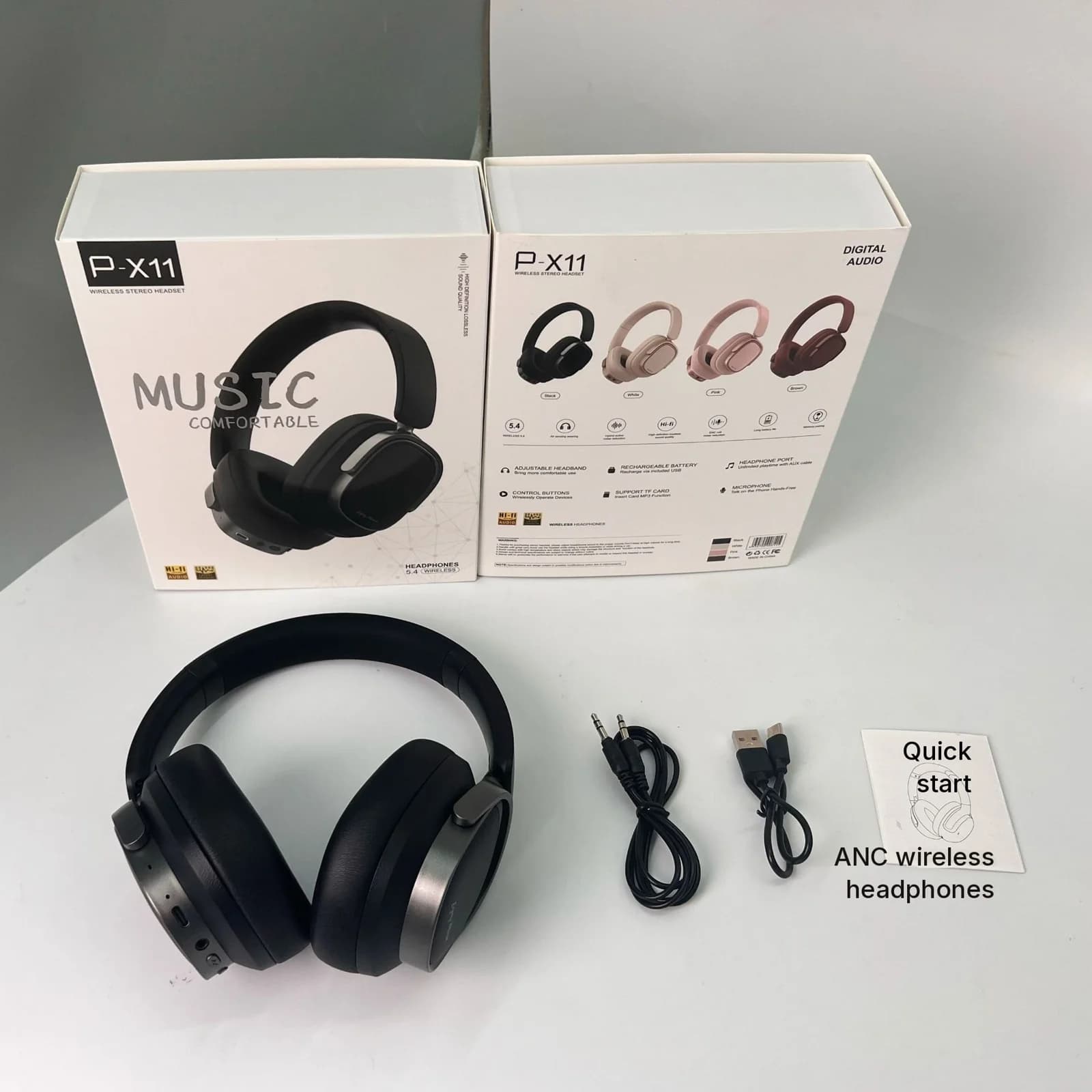 Căști Wireless Over-Ear Retro cu Anulare Activă a Zgomotului