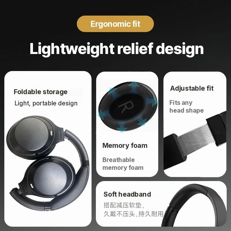 Căști Wireless Over-Ear cu Anulare Activă a Zgomotului și Type-C