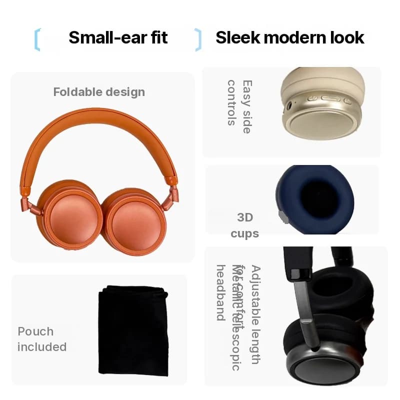 Căști wireless over-ear cu Anulare Activă a Zgomotului și baterie de 35H