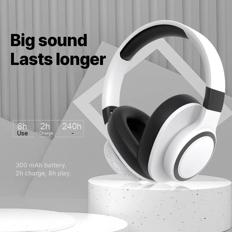 Căști wireless Bluetooth over-ear cu radio FM și slot pentru card TF