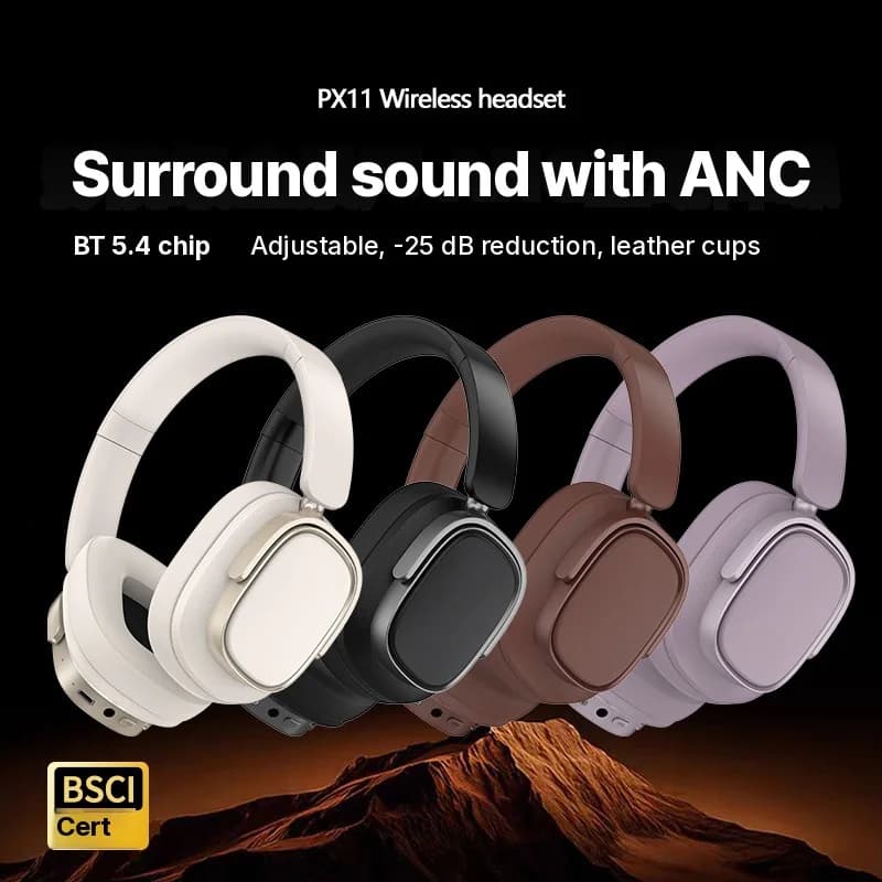 Căști wireless over-ear cu anulare activă a zgomotului și baterie de 35H