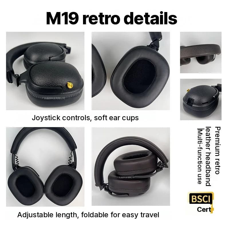 Căști Bluetooth retro over-ear wireless stereo cu microfon