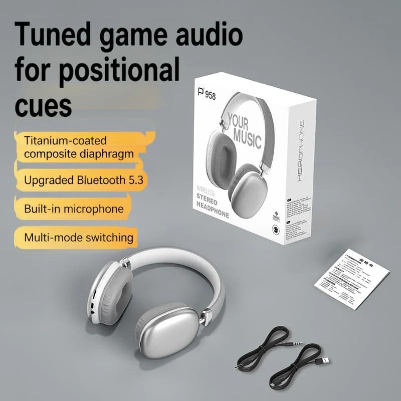 Căști wireless over-ear cu radio FM și slot pentru card TF
