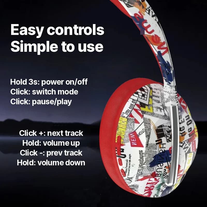 Căști Bluetooth over-ear cu slot pentru card TF și conectivitate wireless