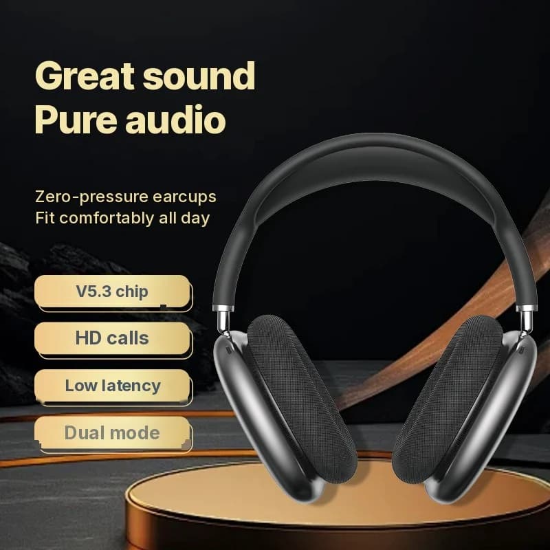 Căști wireless Bluetooth over-ear cu bass profund și încărcare Type-C