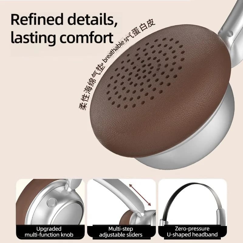 Căști wireless Bluetooth retro cu bandă metalică și autonomie lungă