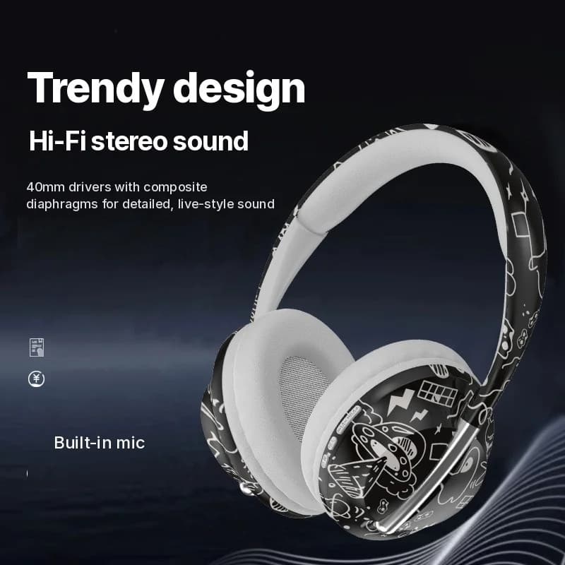Căști Bluetooth over-ear cu slot pentru card TF și conectivitate wireless