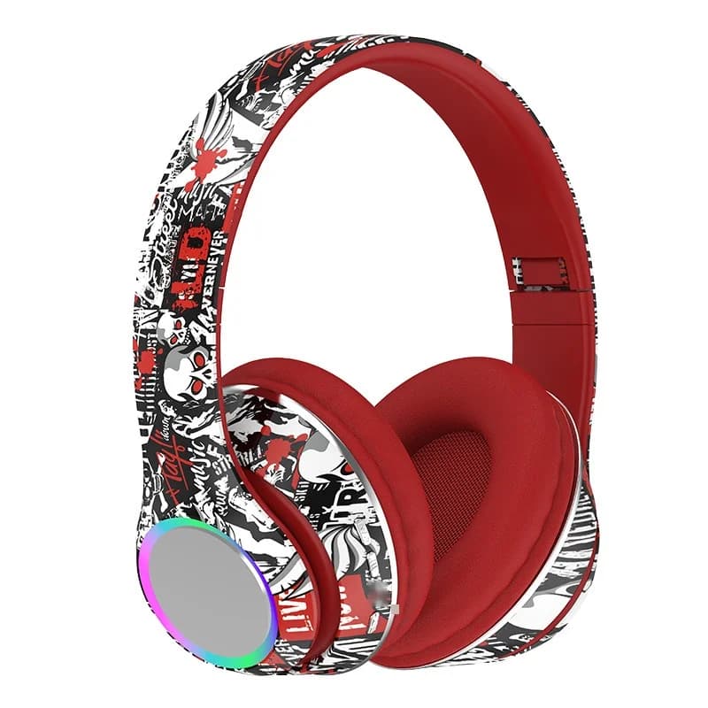 Căști wireless over-ear cu radio FM, slot pentru card TF și design pliabil