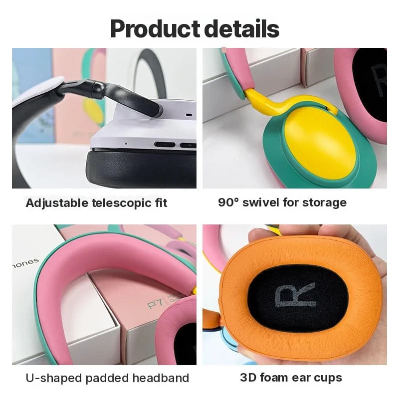 Căști wireless over-ear Bluetooth cu microfon, radio FM, Type-C