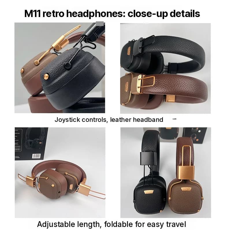 Căști wireless Bluetooth retro over-ear cu moduri sonore EQ