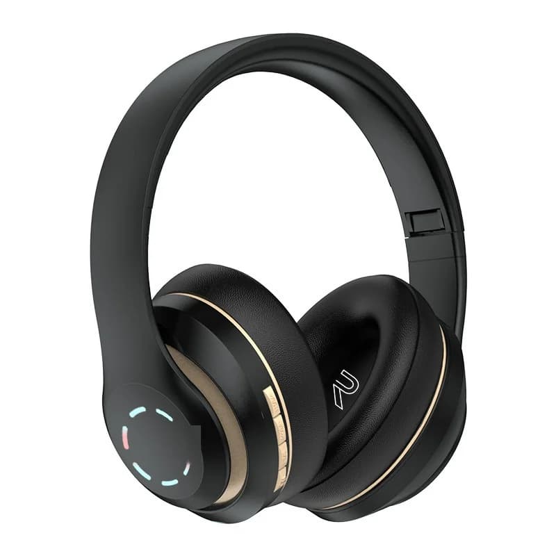 Căști wireless over-ear cu lumini LED și radio FM