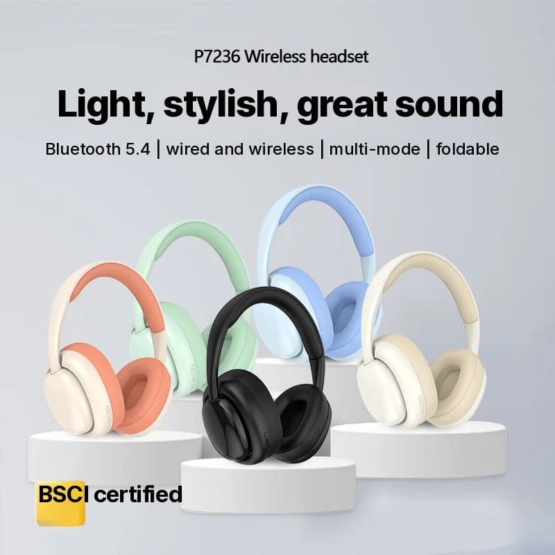 Căști Bluetooth wireless over-ear cu radio FM și slot pentru card TF
