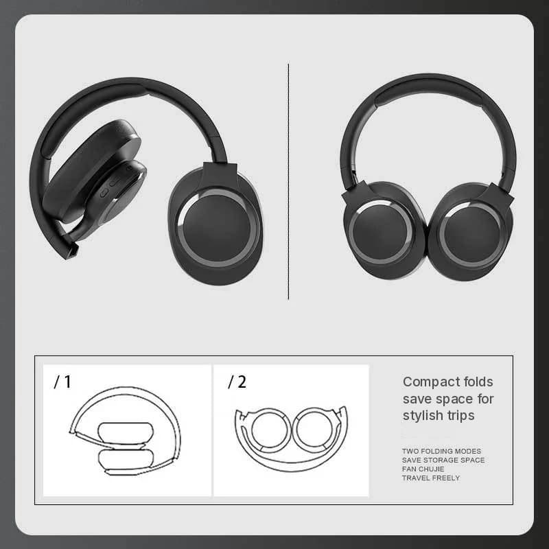 Căști wireless Bluetooth over-ear cu radio FM și slot pentru card TF