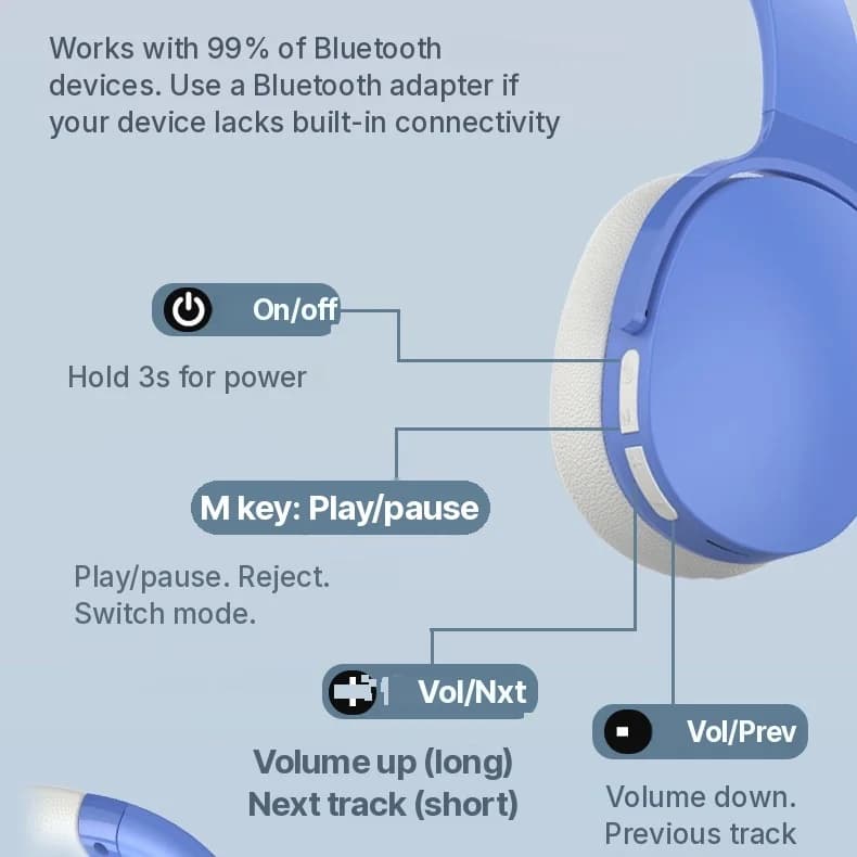 Căști wireless Bluetooth over-ear cu autonomie lungă a bateriei