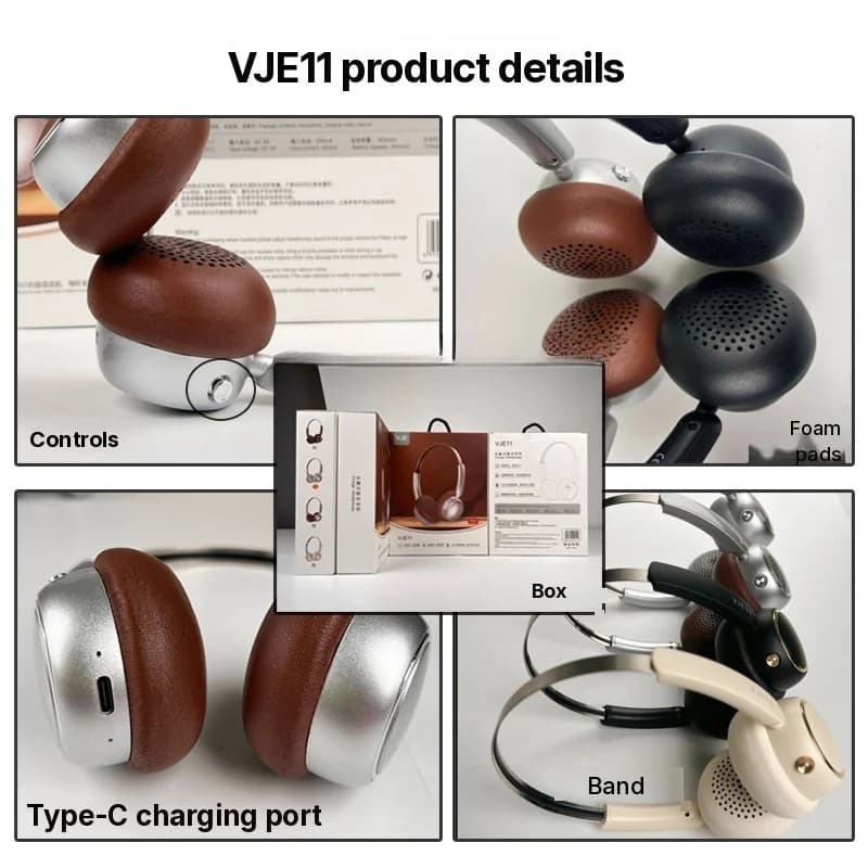 Căști wireless retro over-ear cu radio FM și Bluetooth 5.4
