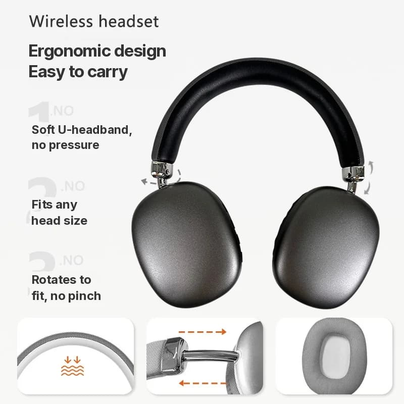 Căști wireless over-ear cu radio FM și slot pentru card TF