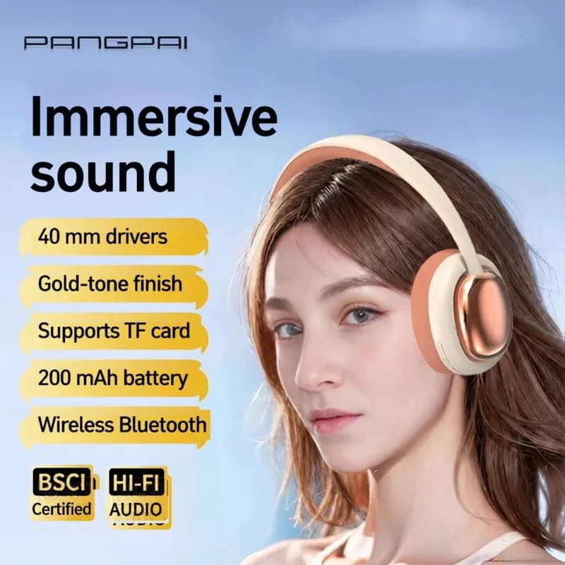 Căști wireless Bluetooth over-ear cu microfon și difuzoare de 40mm